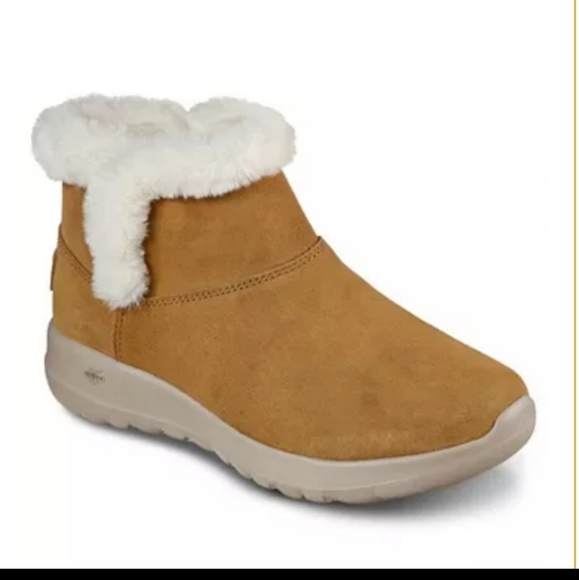 Skechers Suede On-The-Go Faux Fur Booties - Picture 1 of 7